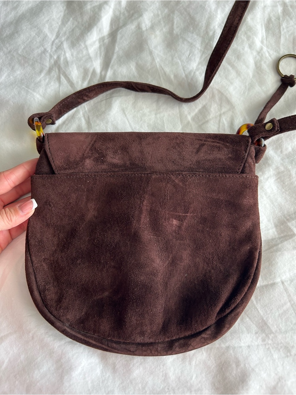 Esprit Vintage Brown Suede Crossbody Bag - Picture 11 of 13